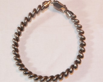 Vintage 925 Sterling Silver Bracelet Italy Silver Twist Chain
