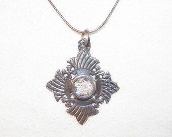 Antique 900 Silver Roman Glass Pendant, Ancient Patina