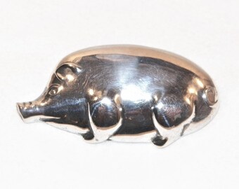 1.85 Inch Sterling Silver Pig Brooch Or Pin, 925 Unique Pin Pin Or Brooch, Vintage Cool Pig, Quality