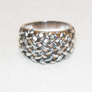 Maat 7.25 Sterling Silver Ring, Solid 925 Vintage Goed uitziende Ring, Weaving of Gevlochten stijl Ring, Mooie Solide Stuk!