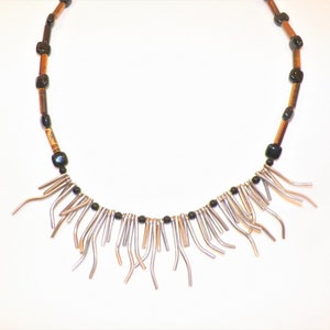 18-20 Inch Sterling Silver Tiger Eye and Black Onyx Necklace, Solid 925 Natural Tiger Eye and Real Black Onyx Necklace, Awesome Piece!