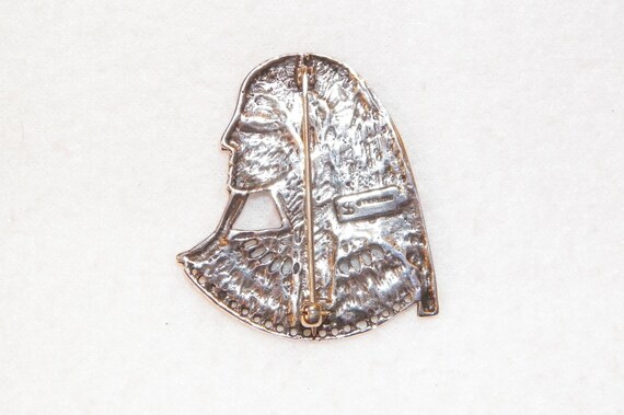 Sterling Silver Egyptian Pharaoh Brooch, King Tut… - image 4