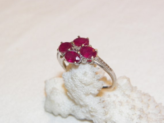 Vintage Sterling Silver Ruby Ring, Size 9.25 - image 4