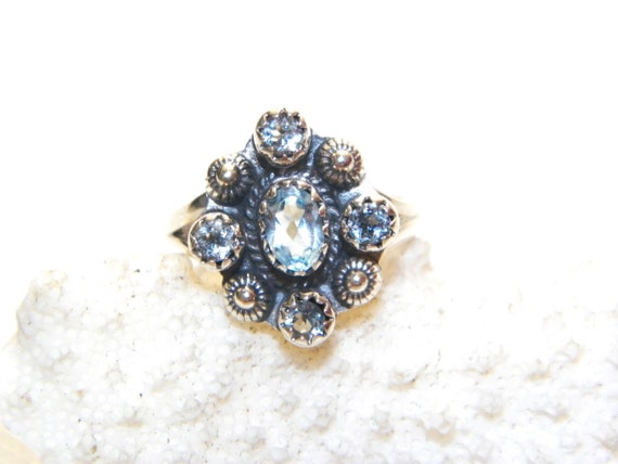 Size 6.75 Sterling Silver Blue Topaz Ring, Solid … - image 1