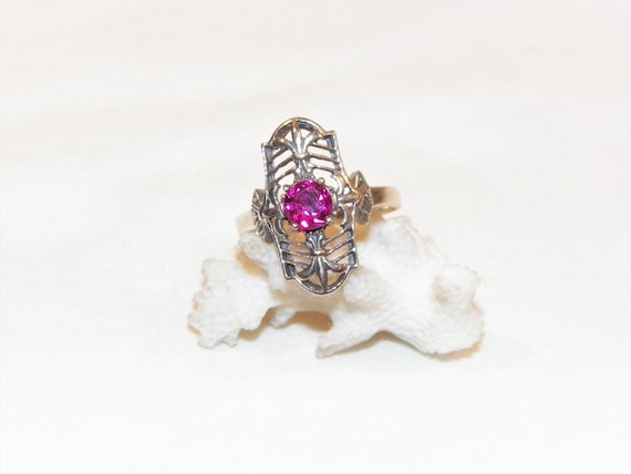 victorian style Filigree Ring Size 8 NWT 6CT Ruby .925 Solid Sterling Silver