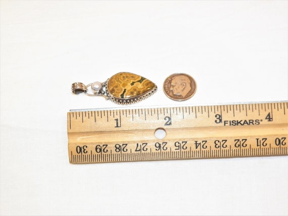 1.75 Inch Sterling Silver Jasper? Pendant with Pe… - image 6