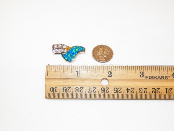 Sterling Silver Opal Pendant, Blue Green Gemstone - image 4