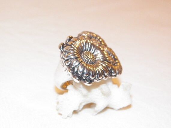 Size 6.75 Sterling Silver Flower Ring, Good Looki… - image 6