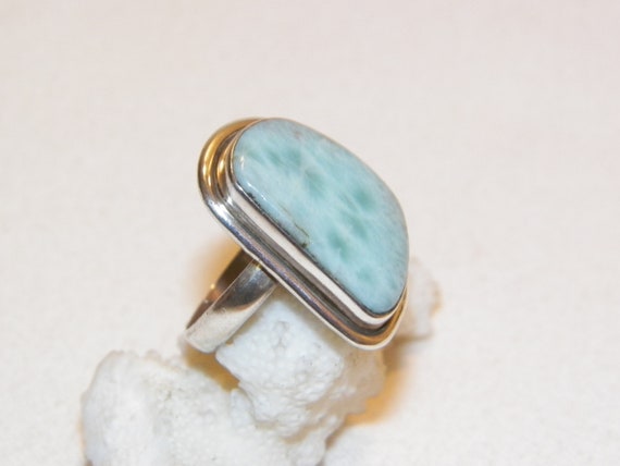 Size 8.75 Sterling Silver Larimar Ring, Solid 925… - image 4