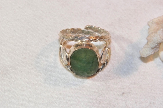 Sterling Silver Emerald Ring, 925 Unique Emerald … - image 4