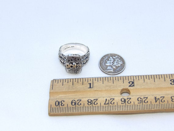 Vintage Ornate Sterling Silver Ring, Scroll Desig… - image 4