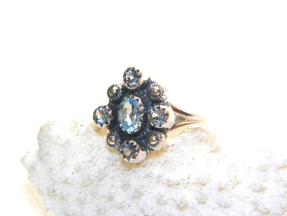 Size 6.75 Sterling Silver Blue Topaz Ring, Solid … - image 3
