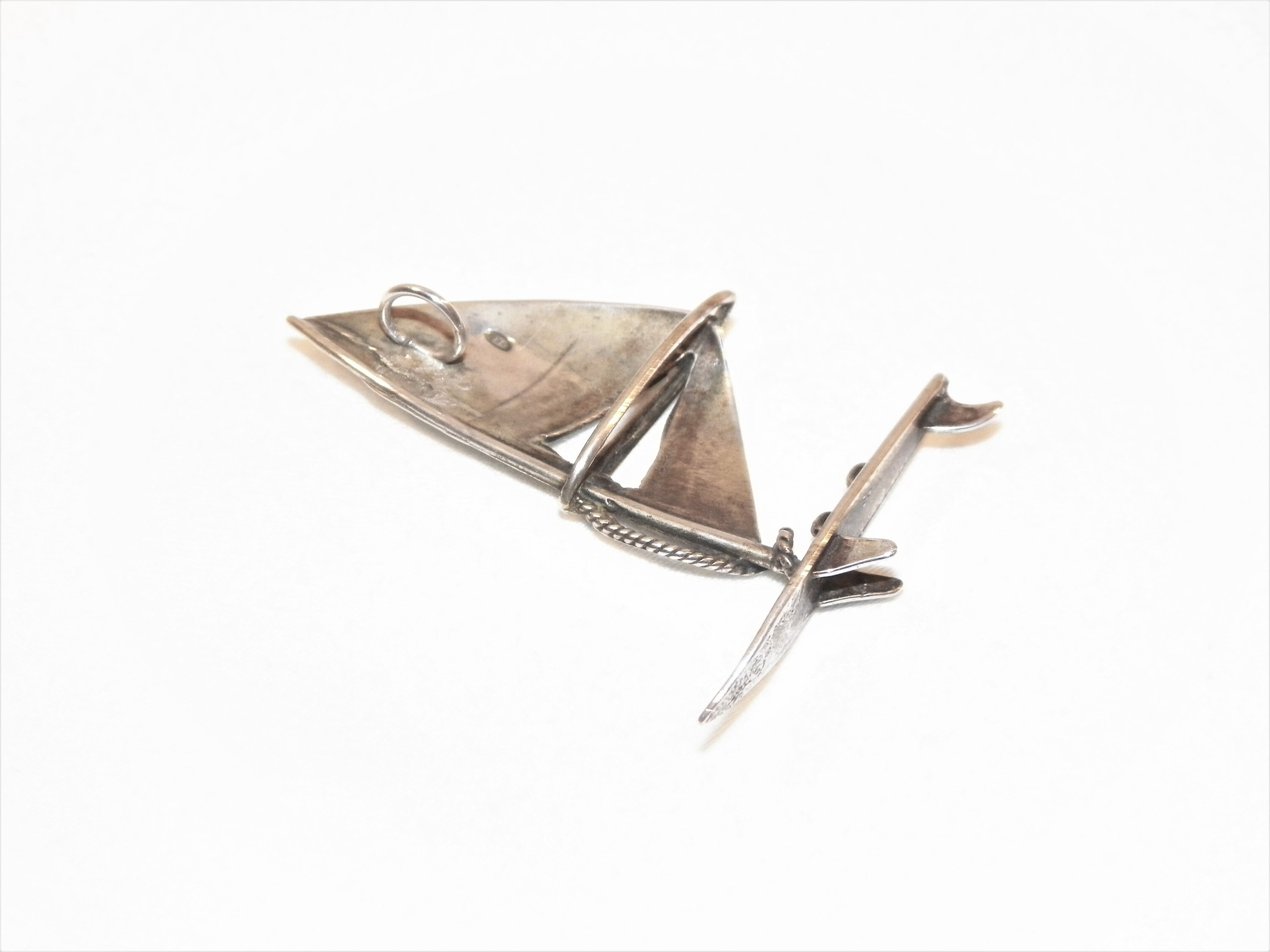 Windsurf : Ciondolo in Argento 925 - Pendente con Girocollo in Cordoncino - Wind Surf - Windsurfer - Surfer - Tavola