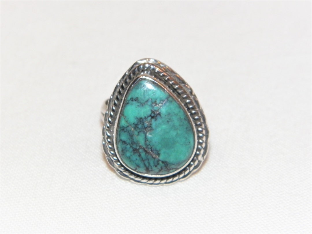 Native American Sterling Silver Turquoise Ring, Size 8, Vintage 925 - Etsy