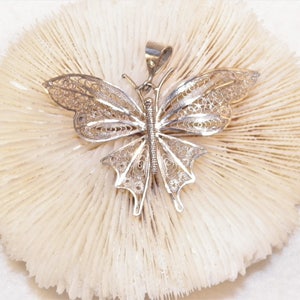 Fine 925 Sterling Silver Filigree Butterfly Charm Pendant - Handmade In USA, Gift Box Included - View #2