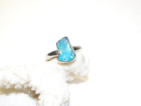 Sterling Silver Rough Opal Ring, Size 9 - image 6