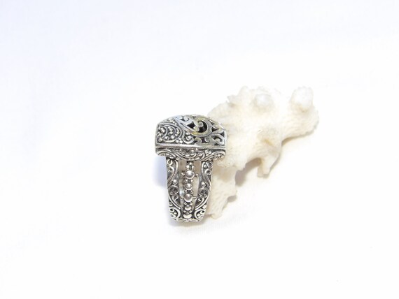 Vintage Ornate Sterling Silver Ring, Scroll Desig… - image 3