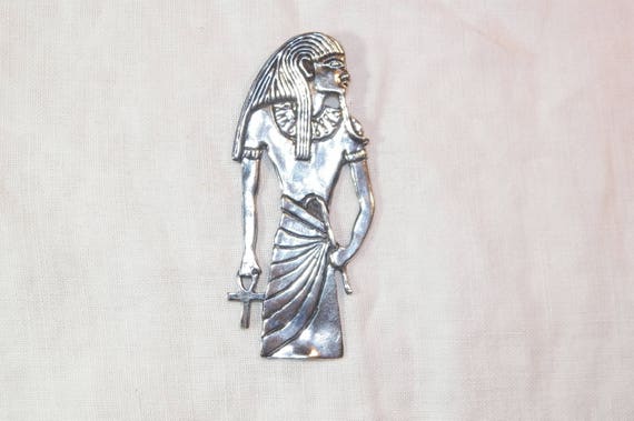 Sterling Silver Egyptian Pharaoh Pendant, 925 Lar… - image 1