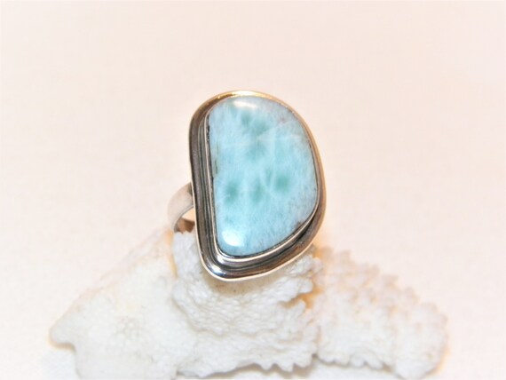 Size 8.75 Sterling Silver Larimar Ring, Solid 925… - image 3