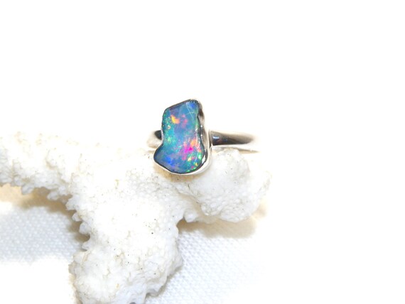 Sterling Silver Rough Opal Ring, Size 9 - image 7