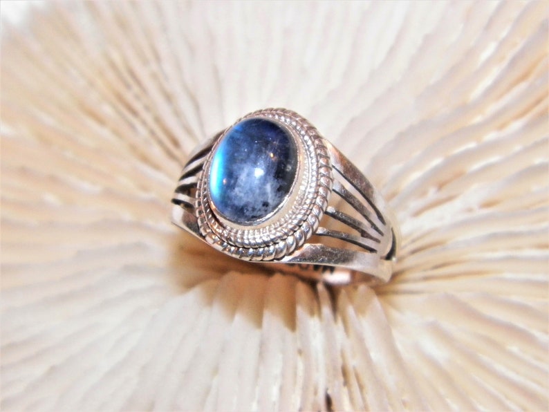 Size 6.5 Old Nepalese Moonstone Sterling Silver Ring 925 Blue Etsy