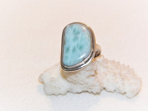 Size 8.75 Sterling Silver Larimar Ring, Solid 925… - image 2