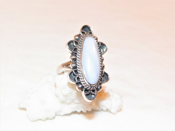 Size 8 Sterling Silver 12 Gram Lace Agate Ring, S… - image 3