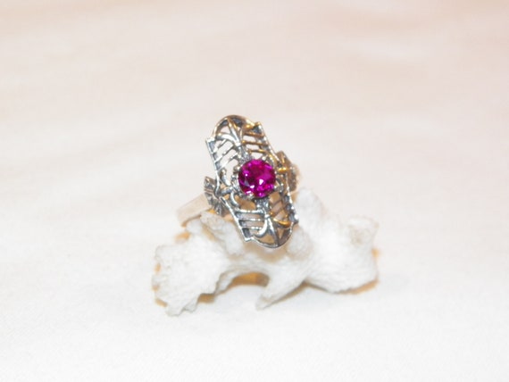 Vintage Sterling Silver Ruby Ring, Size 8, Solid … - image 2