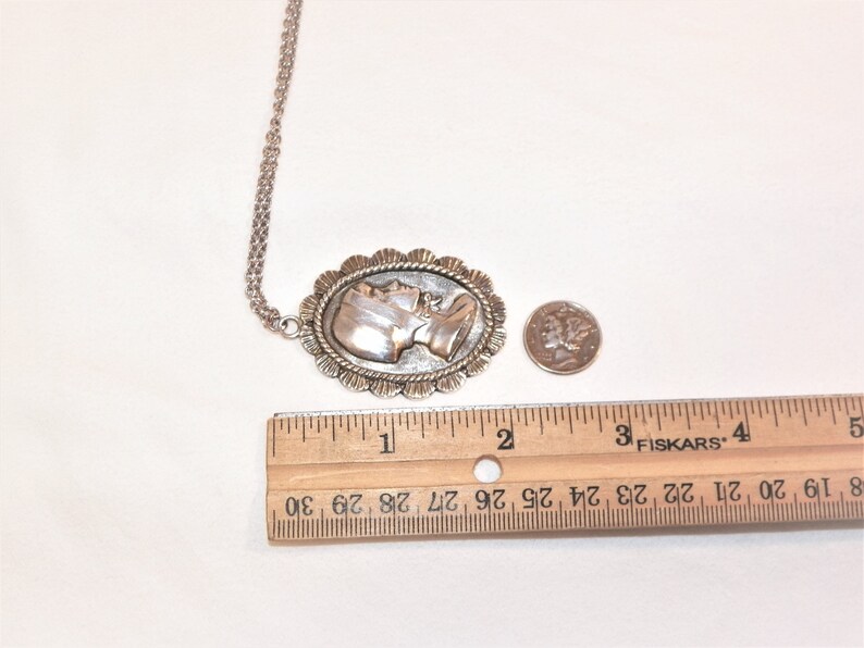 Vintage Sterling Silver Cameo Pendant Necklace, 20 Inch Chain - Etsy