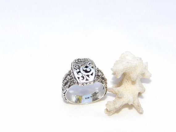 Vintage Ornate Sterling Silver Ring, Scroll Desig… - image 2