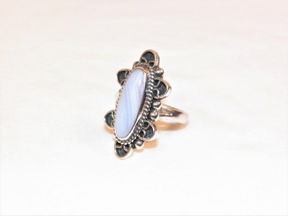 Size 8 Sterling Silver 12 Gram Lace Agate Ring, S… - image 5