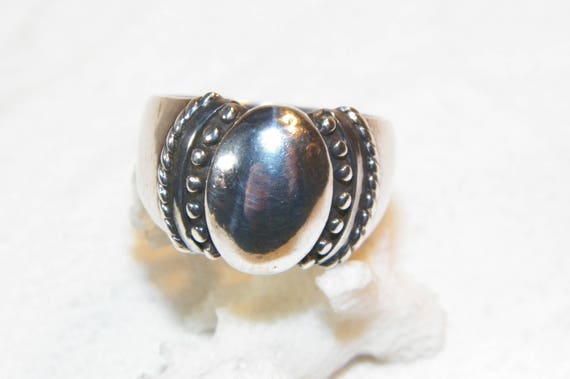 Size 8.75 Sterling Silver Unique Vintage Ring, 92… - image 2