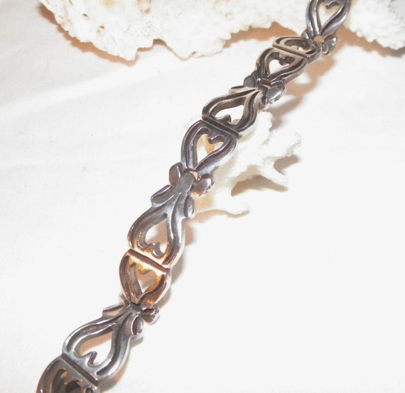 7 Inch Sterling Silver Designer Link Bracelet, Handmade Vintage Jewelry