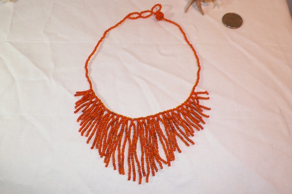Old Vintage Hand Made Bead Work Necklace, Natural… - image 3