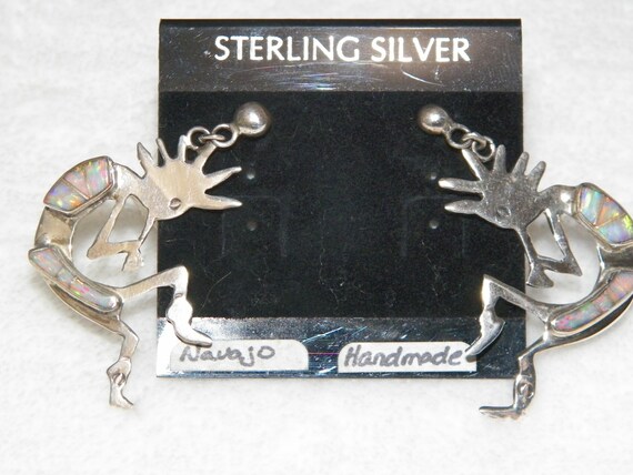 Native American Sterling Silver Opal Kokopelli Ea… - image 7
