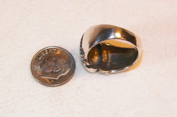 Size 8.75 Sterling Silver Unique Vintage Ring, 92… - image 5