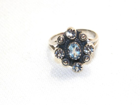 Size 6.75 Sterling Silver Blue Topaz Ring, Solid … - image 2