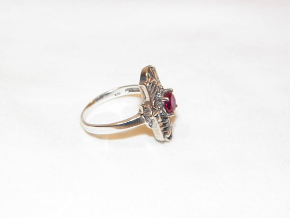 Vintage Sterling Silver Ruby Ring, Size 8, Solid … - image 4