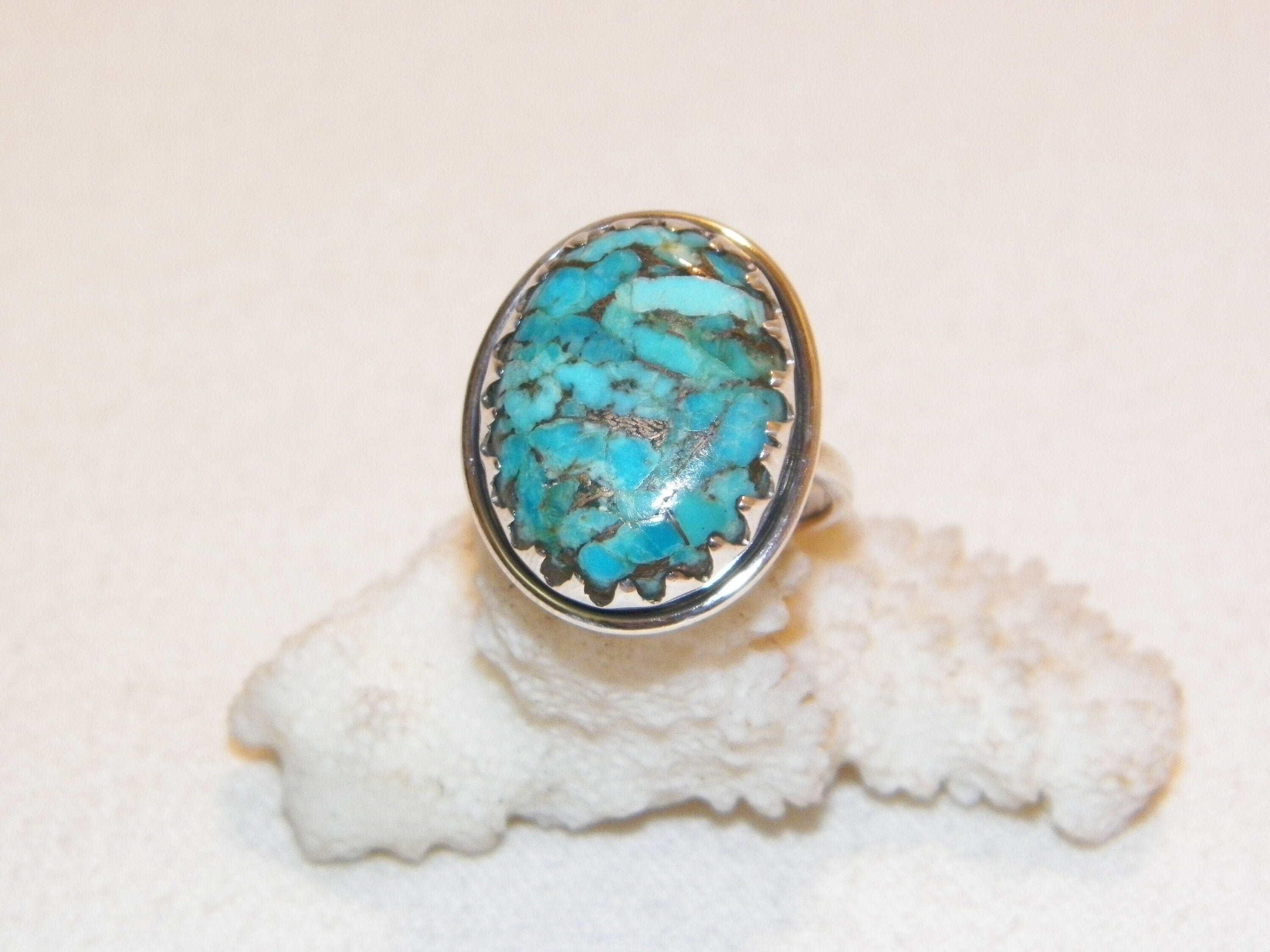 Very Unique Vintage Navajo 'Duel Green Turquoise' Native American Jewelry Silver Ring Old Very Unique Vintage Navajo 'Duel Green Turquoise' Native American Jewelry Silver Ring Old