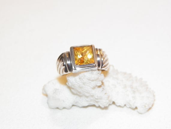 Size 9 Sterling Silver Citrine Ring, Solid 5.5 Gra