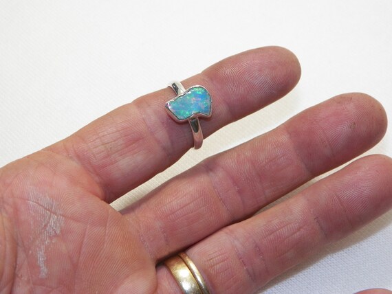 Sterling Silver Rough Opal Ring, Size 9 - image 4