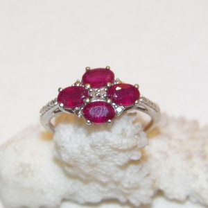 Size 9.25 Vintage Ruby Ring, Solid 925 Real Ruby Ring, Real Silver Natural Ruby, Earth Made Ruby, Good Looking Multi Ruby Ring, Quality Ring image 2