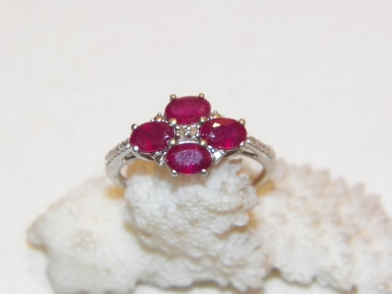 Vintage Sterling Silver Ruby Ring, Size 9.25 - image 2