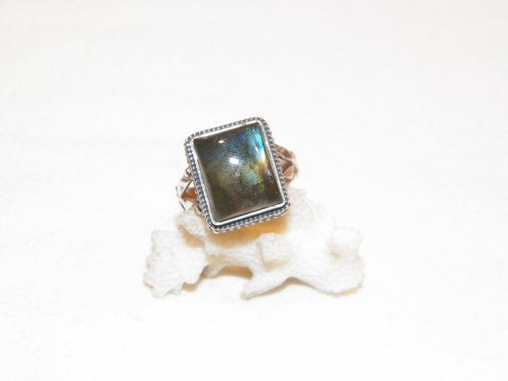 Size 8 Sterling Silver Black Labradorite Ring, So… - image 2
