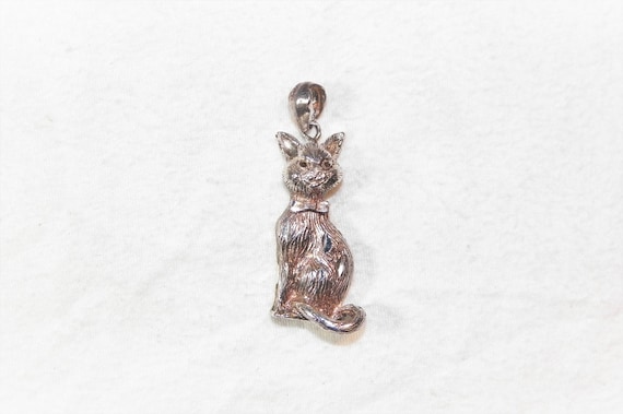 Moveable Sterling Silver Cat Pendant, Siamese Style
