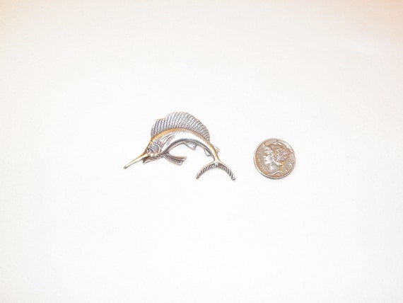 Sterling Silver Marlin Or Sail Fish Brooch Or Pin… - image 3