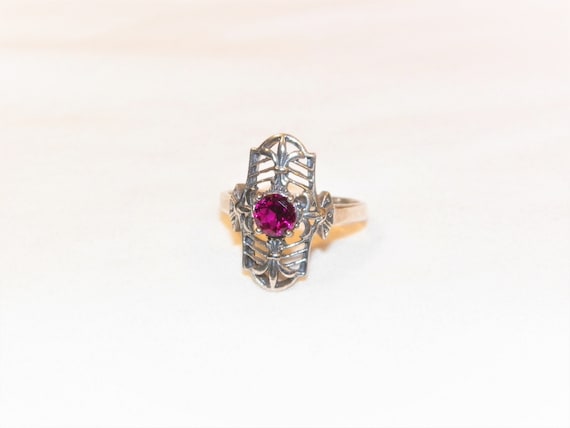 Vintage Sterling Silver Ruby Ring, Size 8, Solid … - image 3