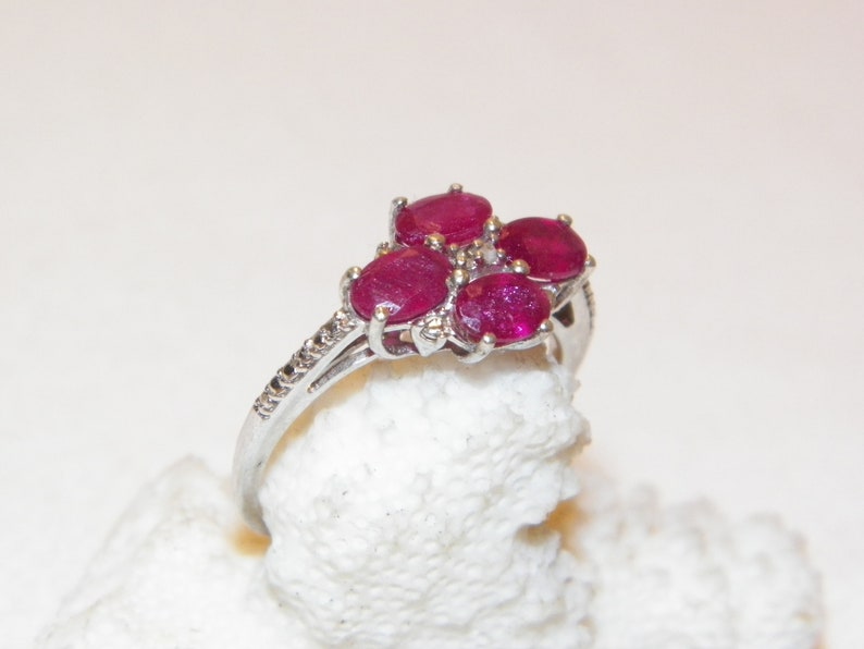 Size 9.25 Vintage Ruby Ring, Solid 925 Real Ruby Ring, Real Silver Natural Ruby, Earth Made Ruby, Good Looking Multi Ruby Ring, Quality Ring image 1