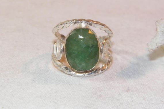 Sterling Silver Emerald Ring, 925 Unique Emerald … - image 5