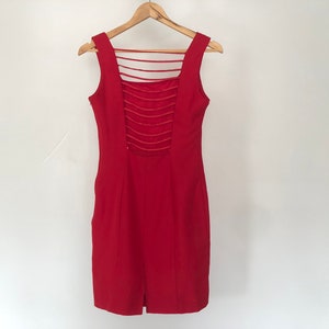 Women&#39;s Red Vintage 1990s Backless mini dress, UK 6-8